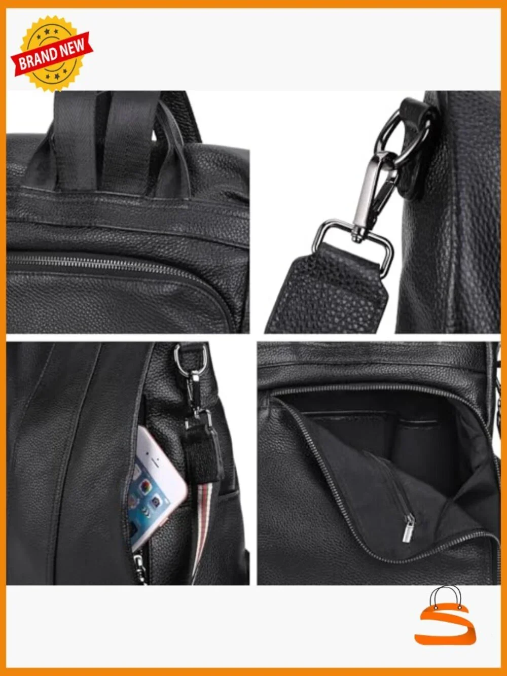 Genuine Leather Convertible Backpack Purse for Women Travel Shoulder Bag